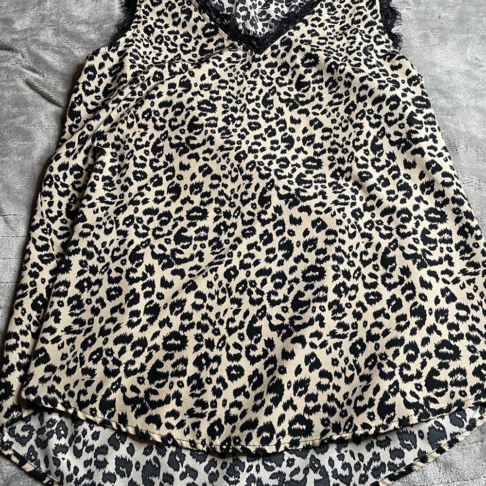Leopard Print Lace Trim Camisole